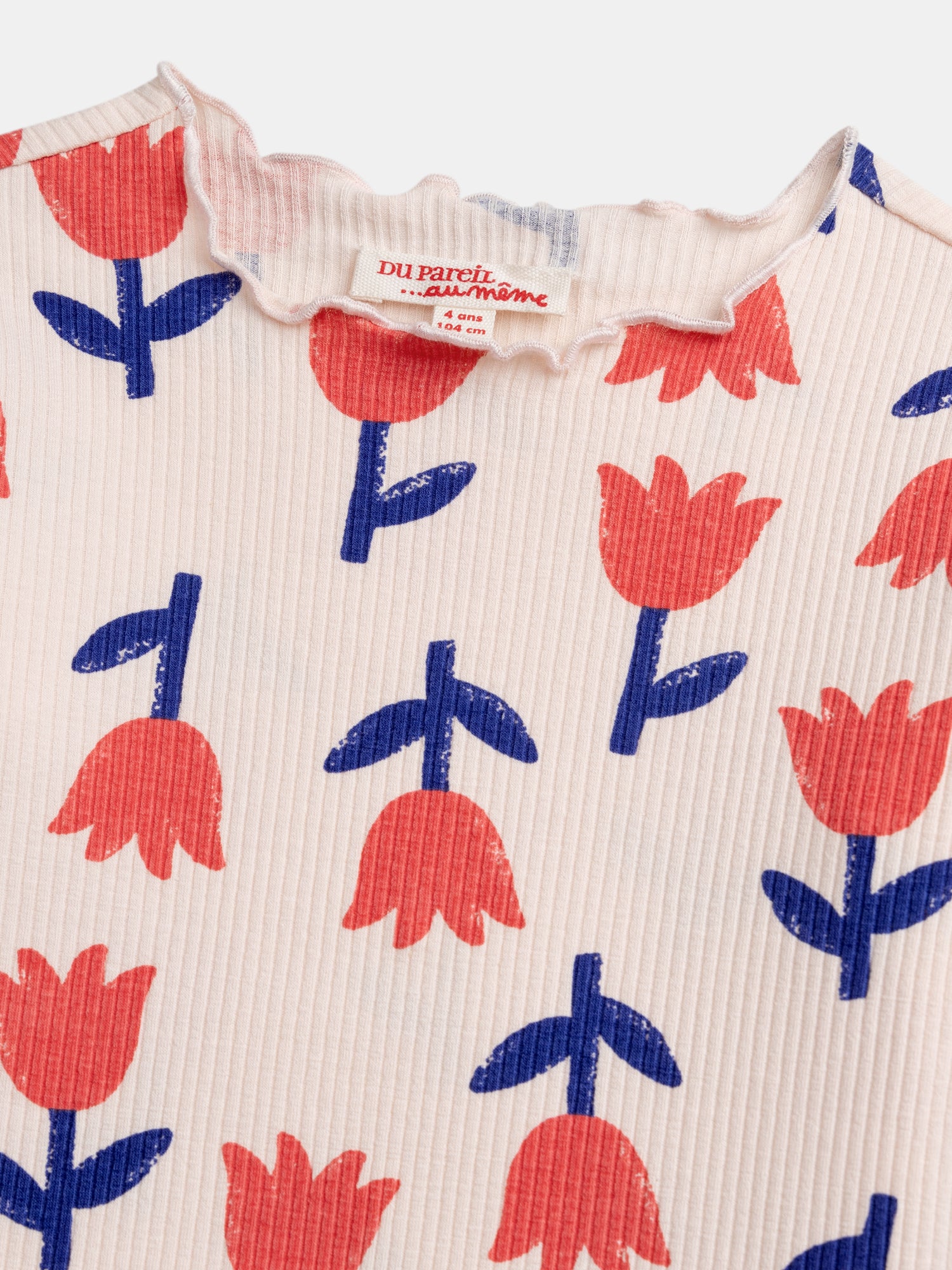 Camiseta ecru de manga larga impresa con flores para niñas