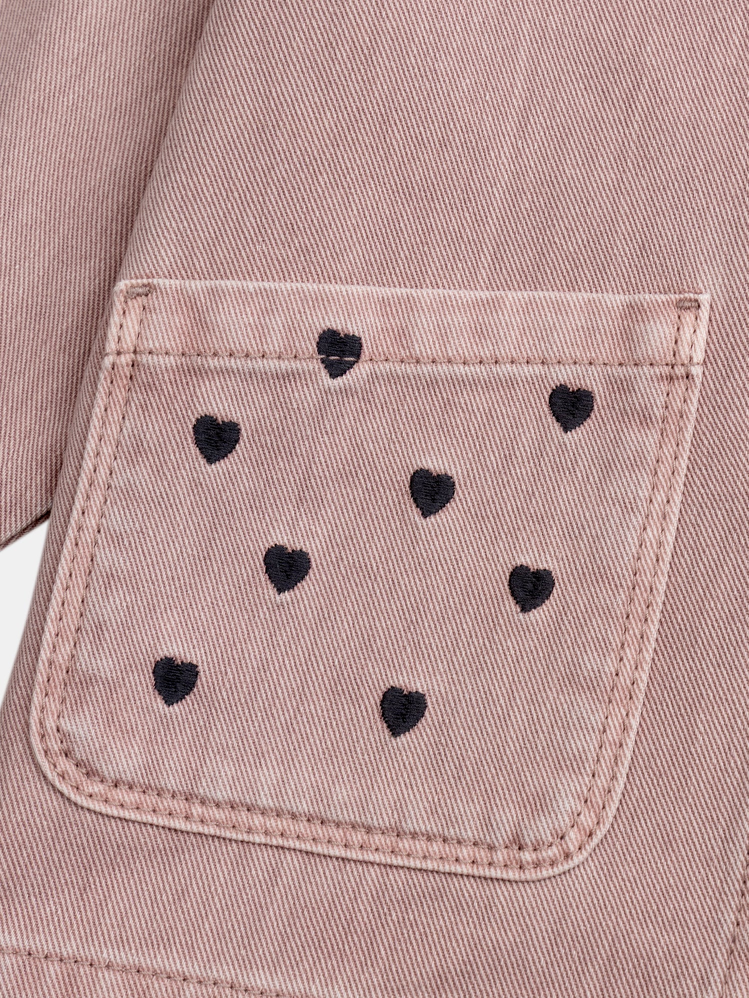 Veste rose à broderies cœur pour fille