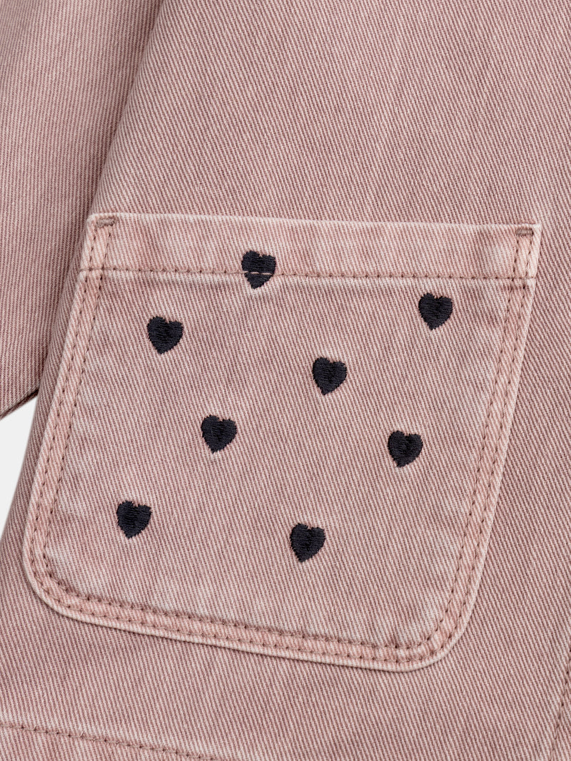 Chaqueta Rosa con Bordado de Corazón para Niñas