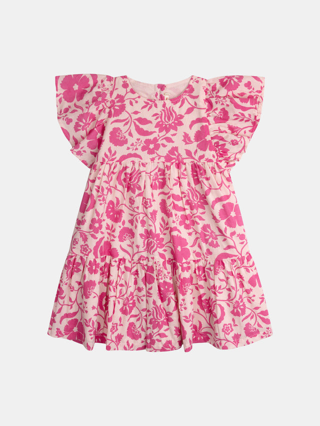 Vestido rosa con estampado floral para niñas