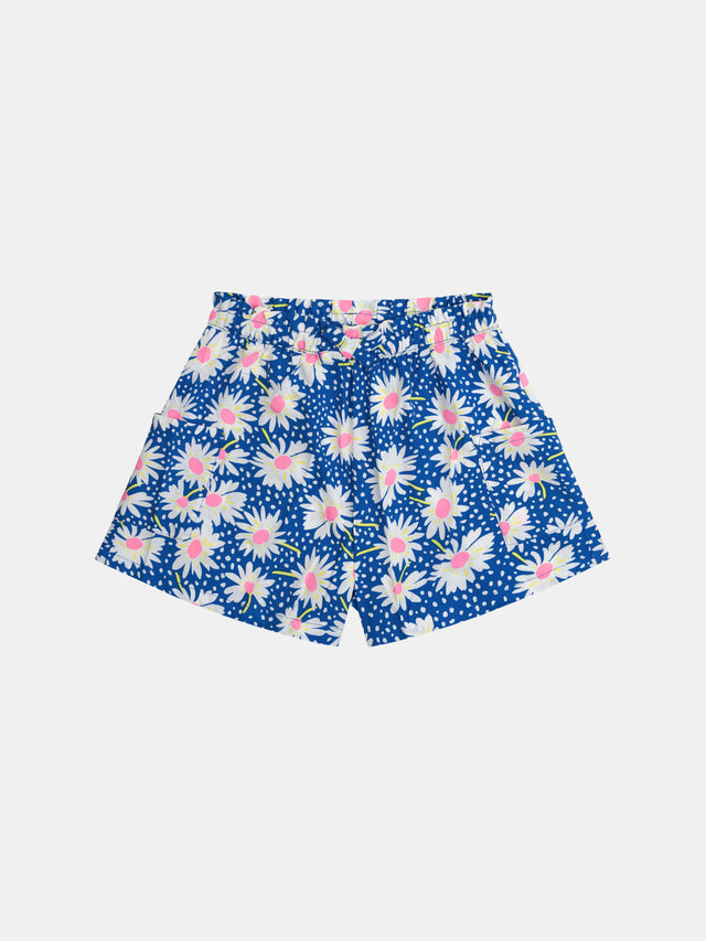 Short azul marino con estampado de flores para niña