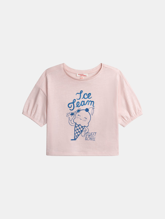 Camiseta rosa con animación de helado para chicas