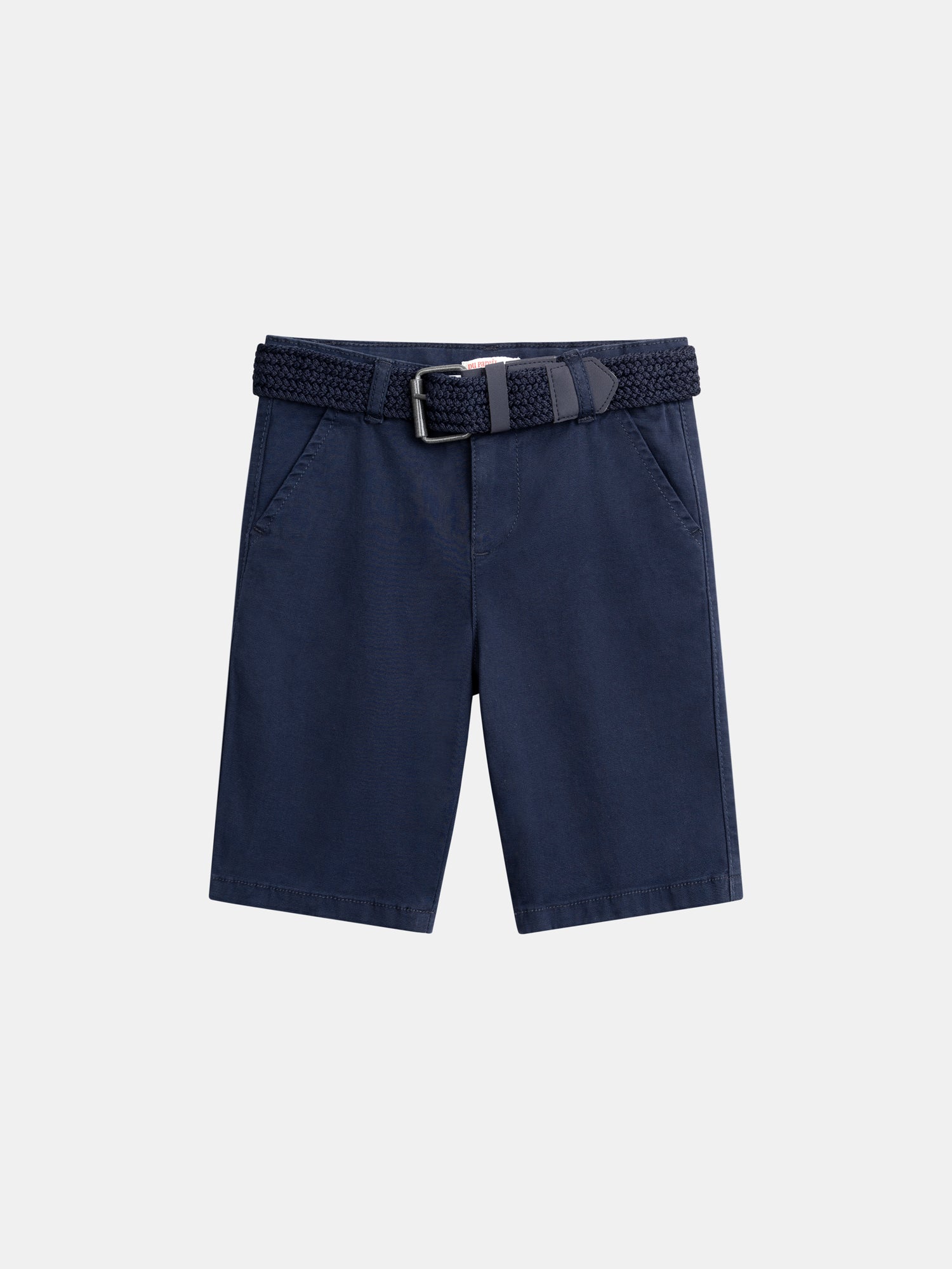 Bermuda azul marino con cinturón para niños