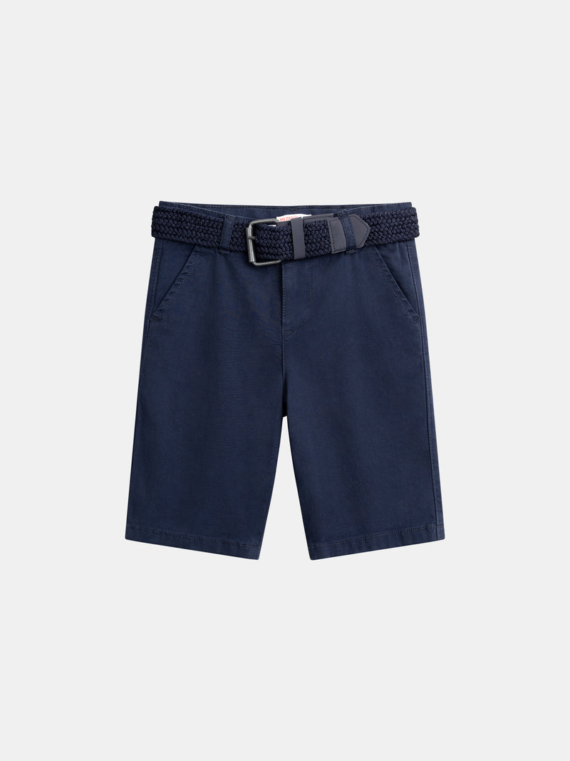 Bermuda azul marino con cinturón para niños