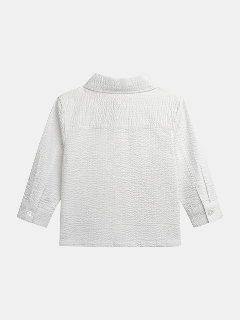 Camisa Texturizada Color Blanco Para Niños con Bolsillos