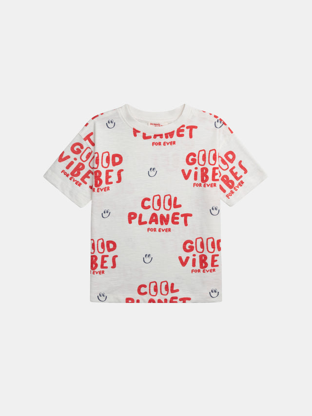 Camiseta Ecru de Manga Corta para Niños