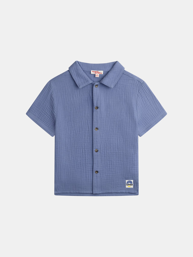 Camisa azul de etiqueta elegante para niños