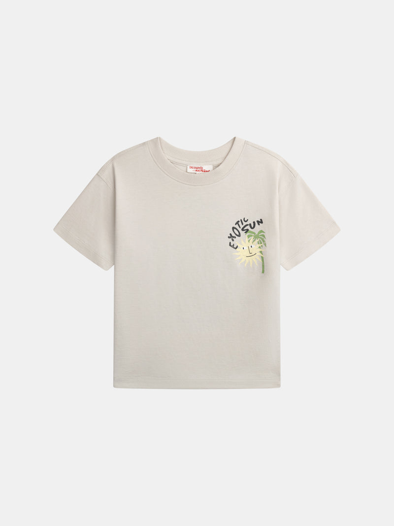 Camiseta beige con animación de "Exotic Sun" para niño