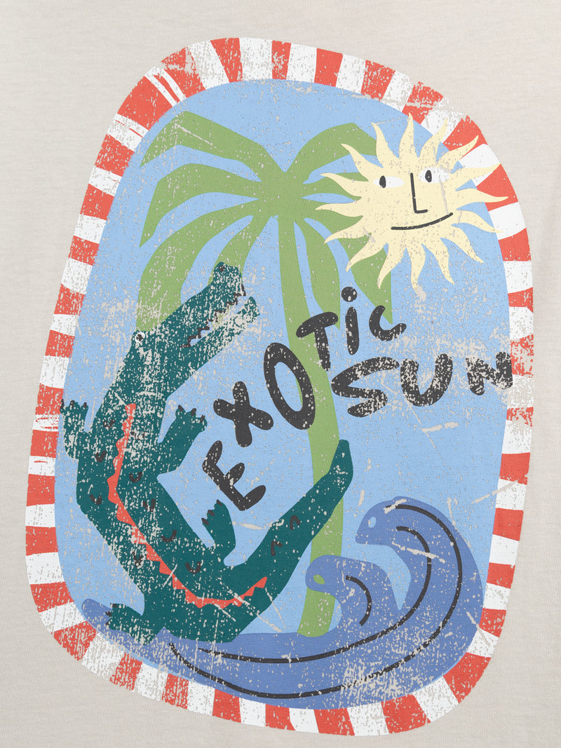Camiseta beige con animación de "Exotic Sun" para niño