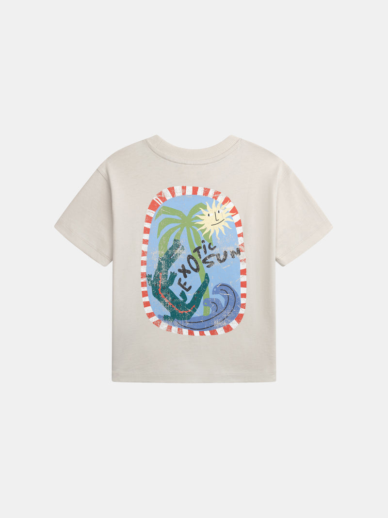 Camiseta beige con animación de "Exotic Sun" para niño