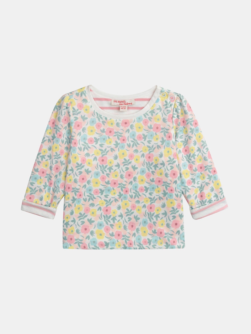 Camiseta reversible con motivo de flores pastel para bebé niña
