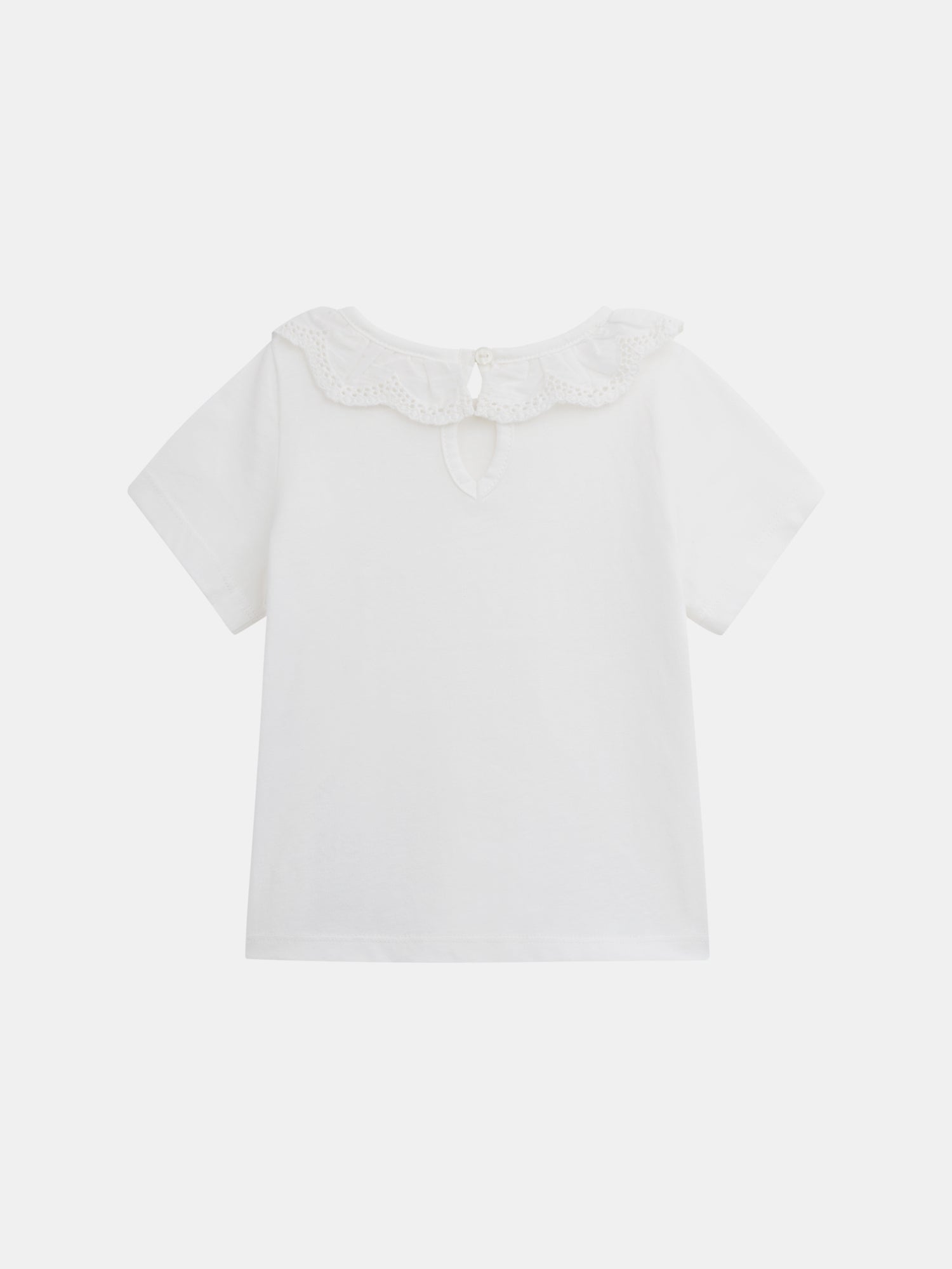 Brassière rose poudré à col brodé et volanté pour bébé fille