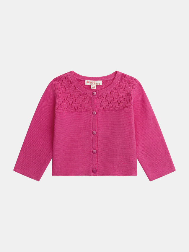 Cardigan de punto rosa pasión para bebés