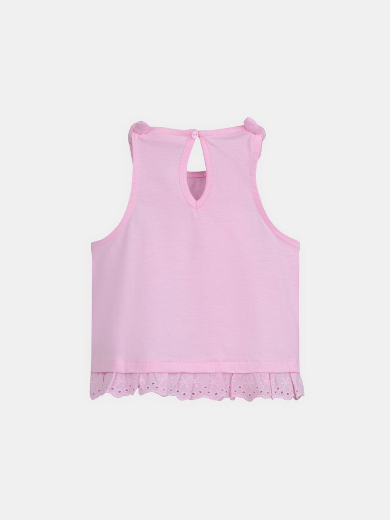 Top rosa pastel con detalles bordados para bebé niña