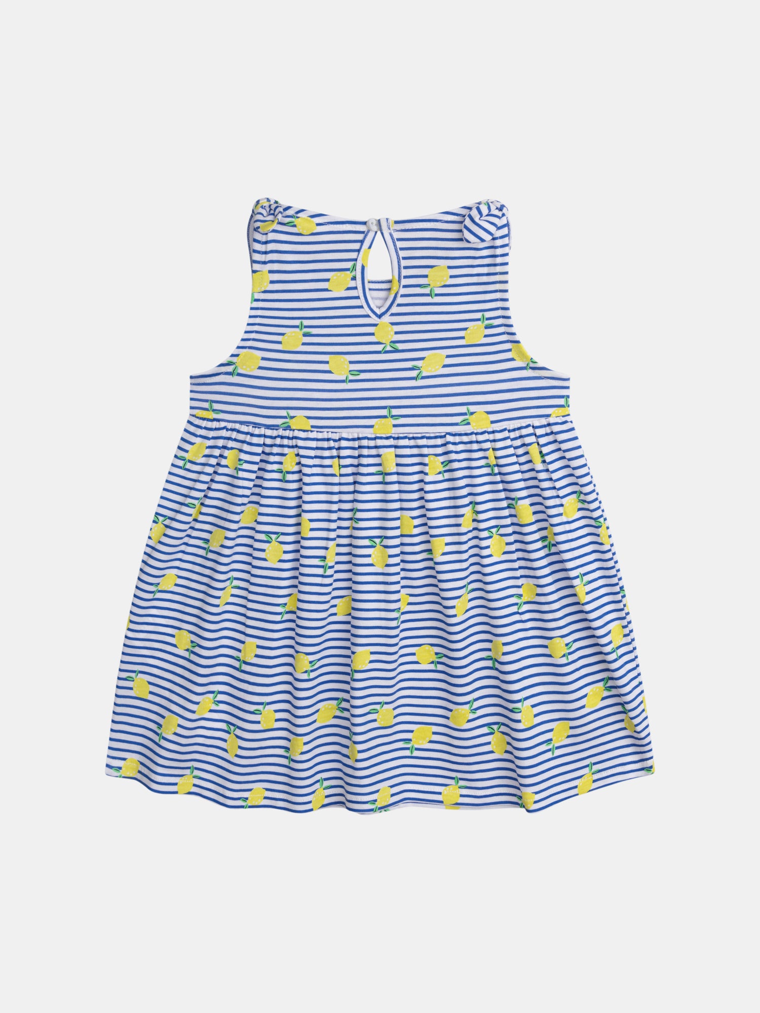 Robe bleu et blanc rayée à imprimé citrons Bleu et blanc pour bébé fille