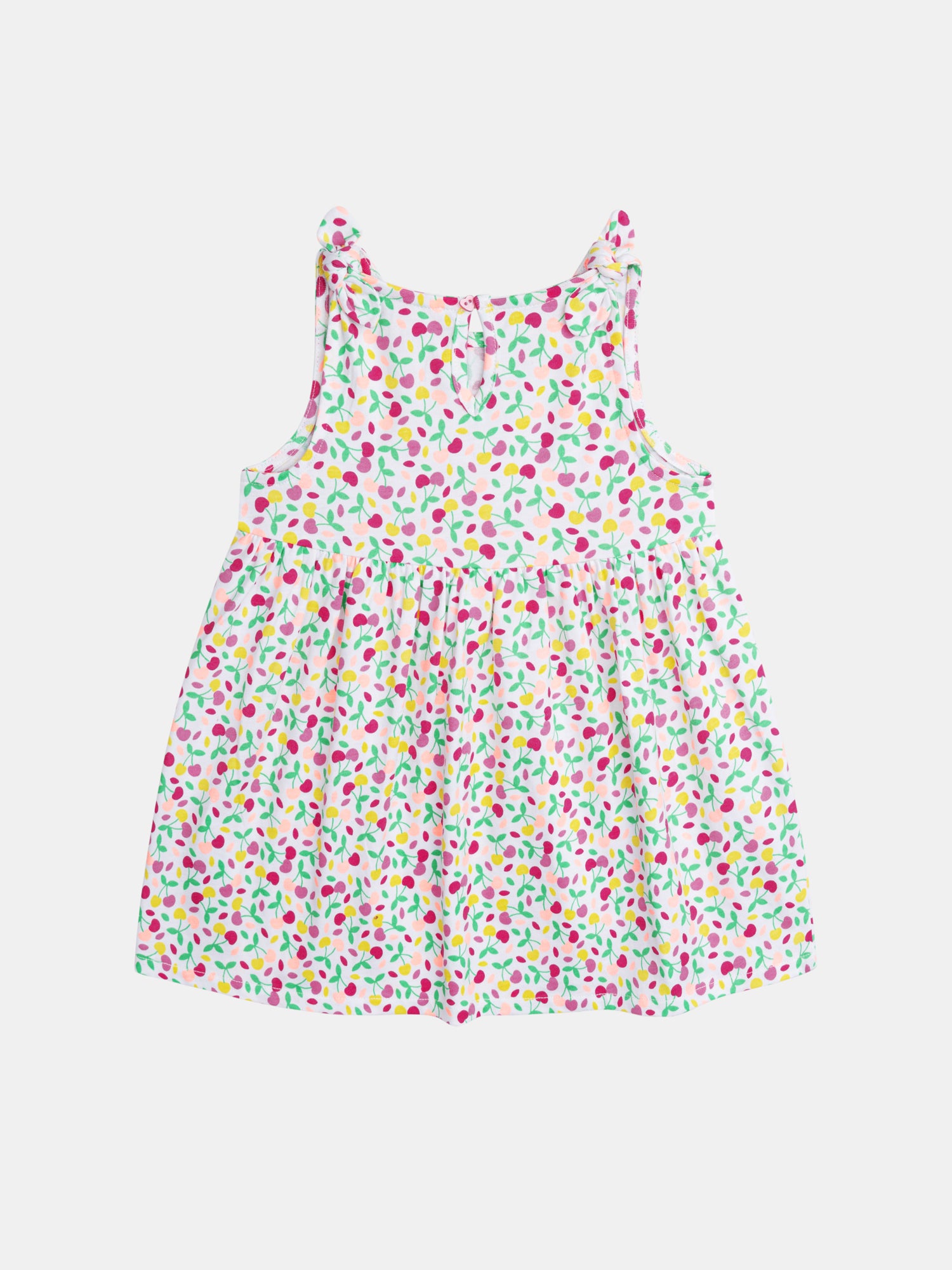 Vestido multicolor con estampado de cerezas para niña