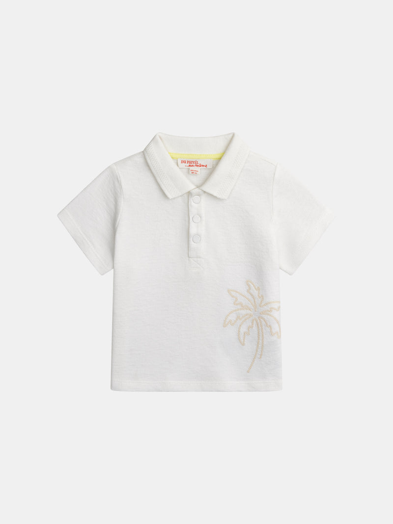 Polo ecru con bordado de palma para bebé niño