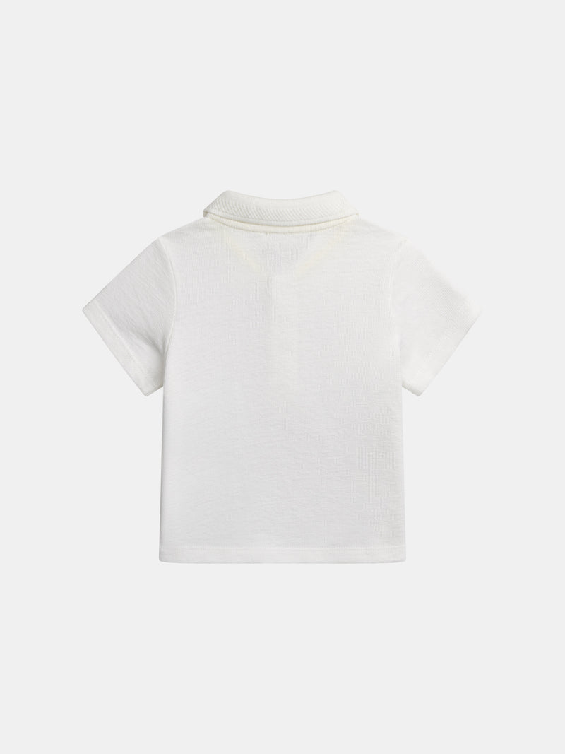 Polo ecru con bordado de palma para bebé niño