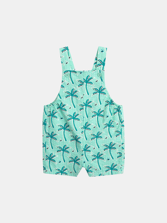 Mono corto verde agua con estampado de palmeras para bebé niño