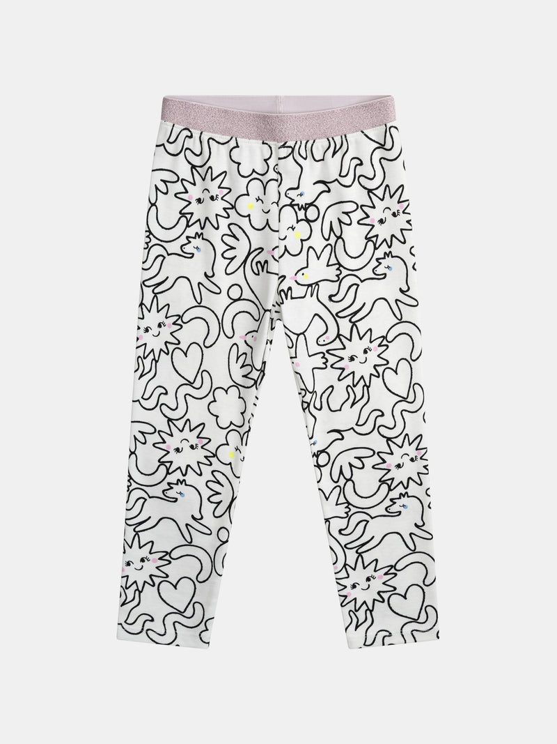 Pijama largo crema con estampado integral "DREAM" para niña