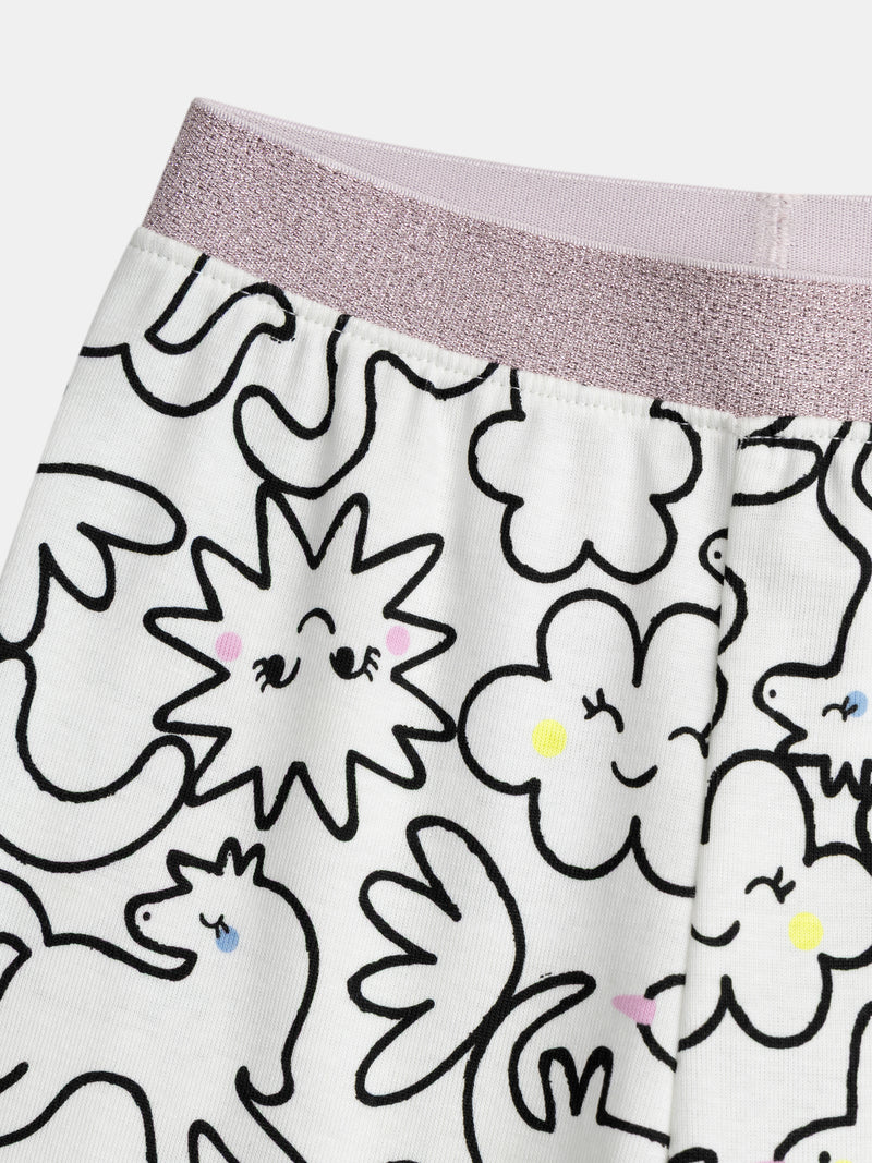 Pijama largo crema con estampado integral "DREAM" para niña