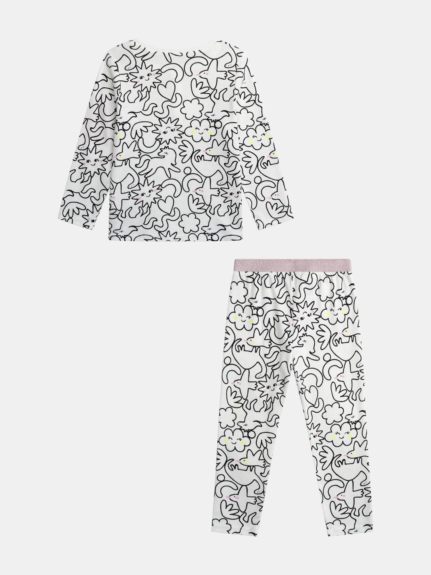 Pijama largo crema con estampado integral "DREAM" para niña