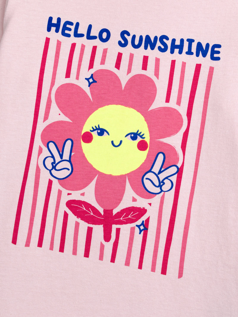 Pijama largo rosa "Hello Sunshine" para niña