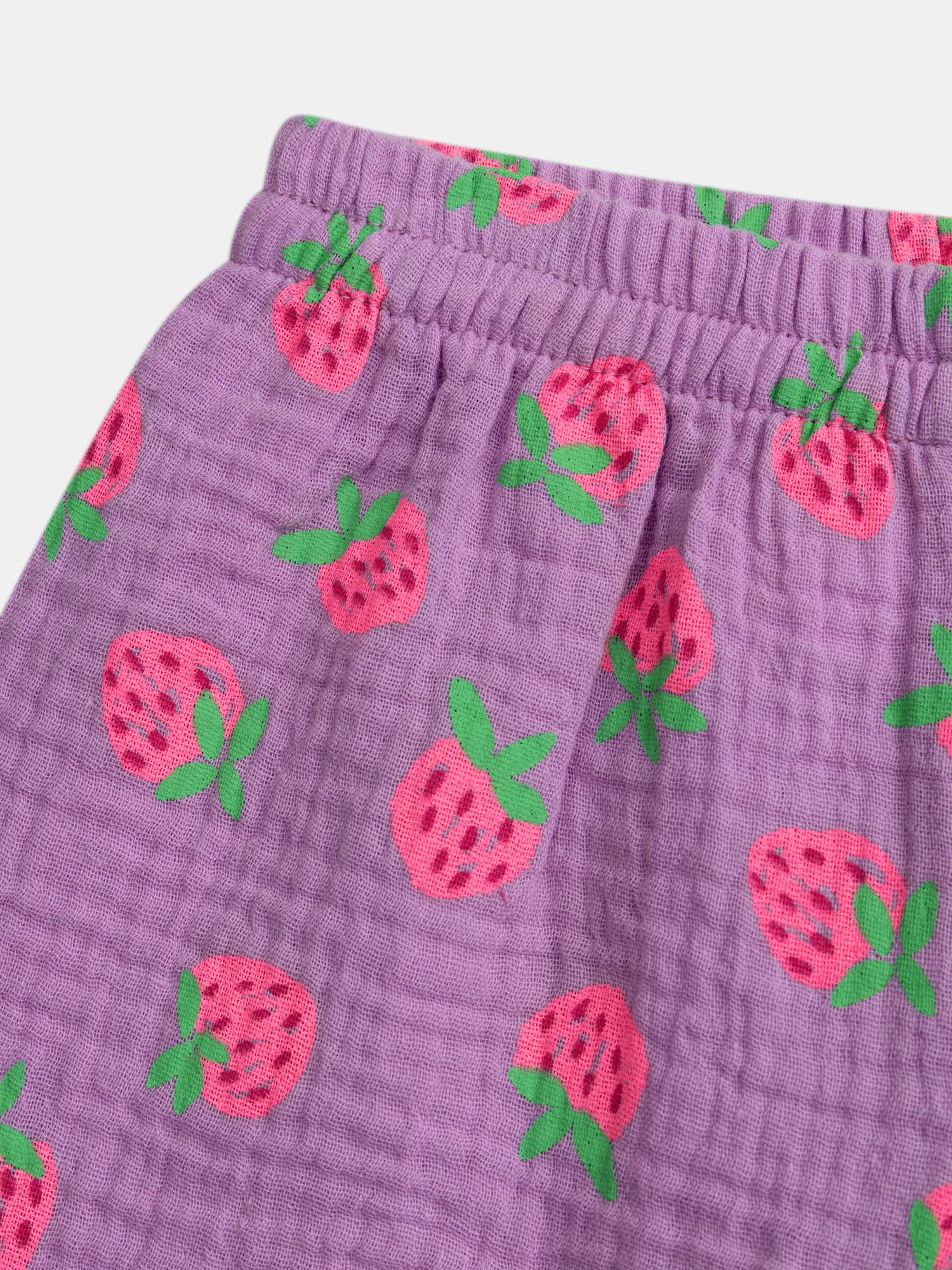Pyjama court violet imprimé "Fraises Gourmandes" pour enfant fille