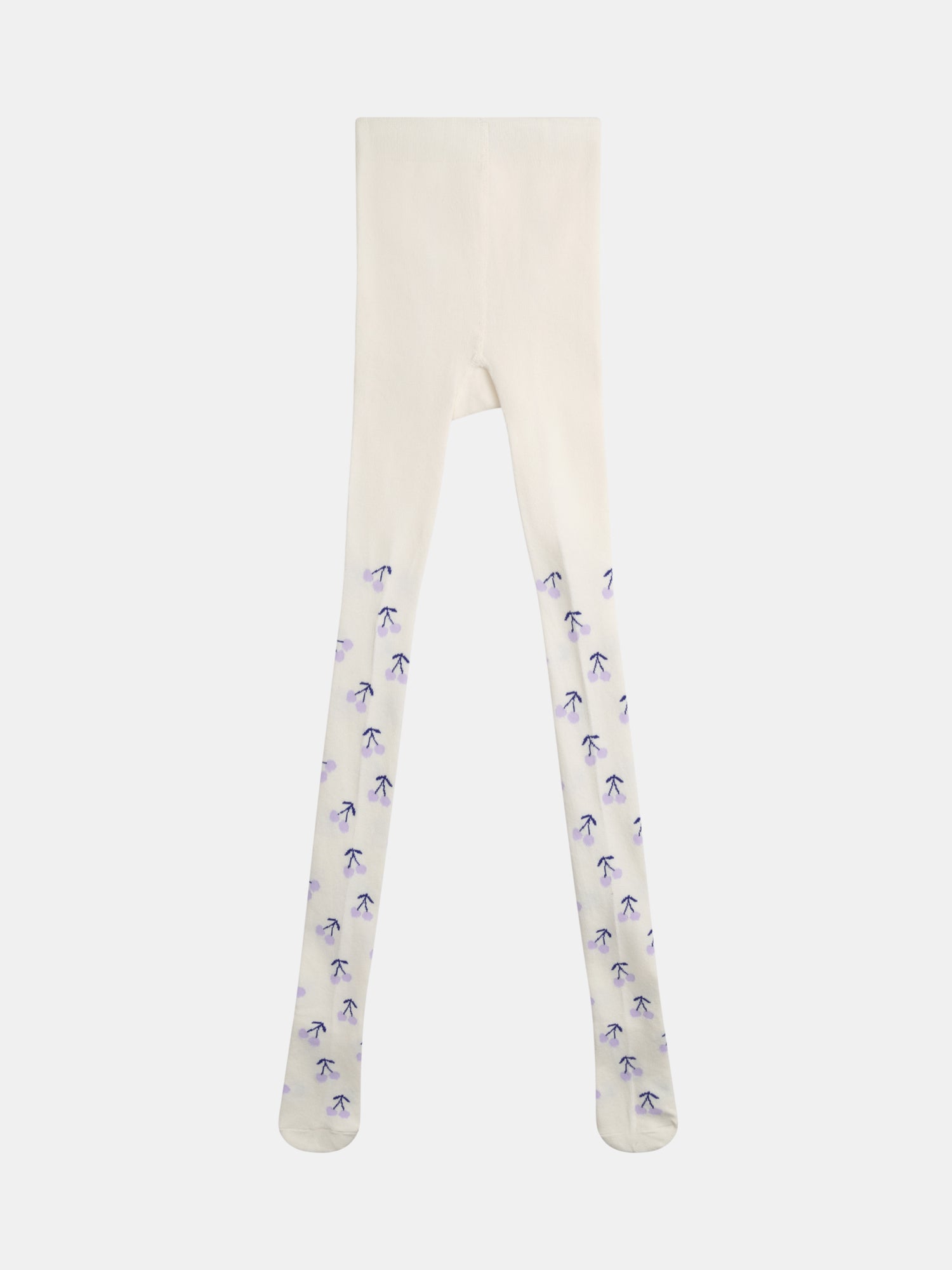 Collants écru à motif cerises pour fille