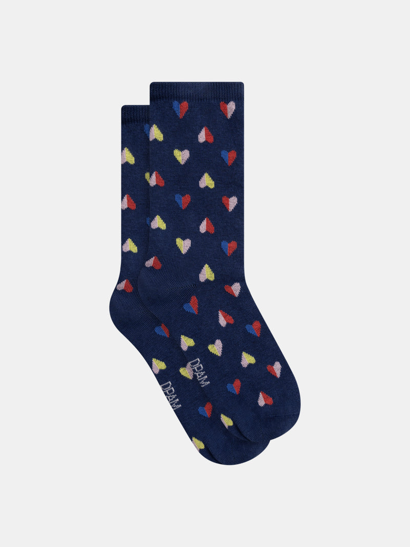 Calcetines marinos con corazones para niñas