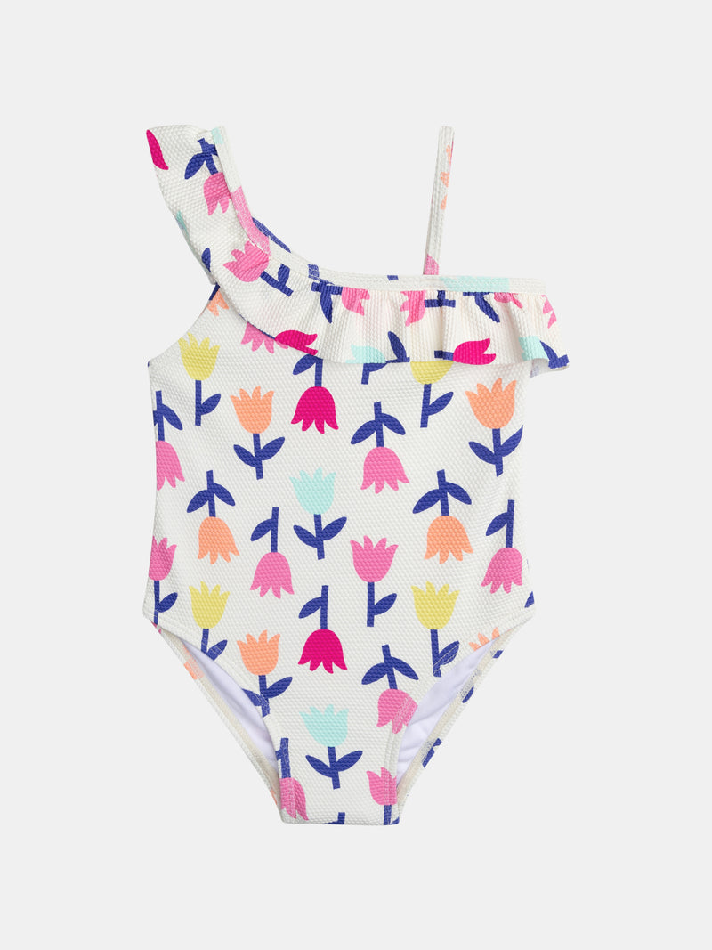 Traje de baño de una sola pieza con tulipanes para niñas