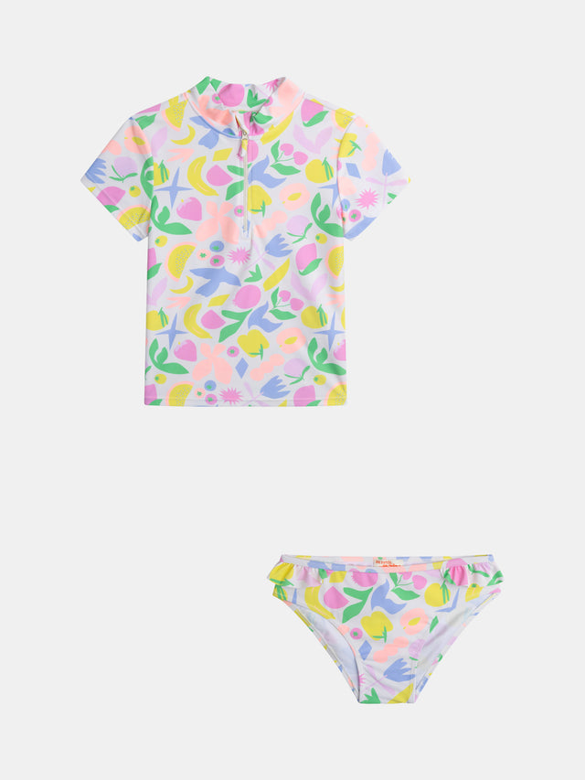 Conjunto de baño UPF 50+ 2 piezas con estampado colorido para niña