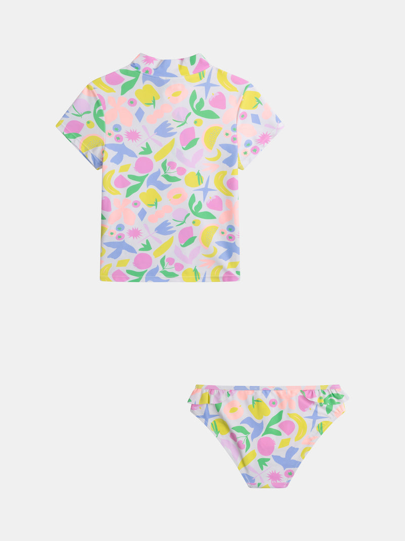 Conjunto de baño UPF 50+ 2 piezas con estampado colorido para niña