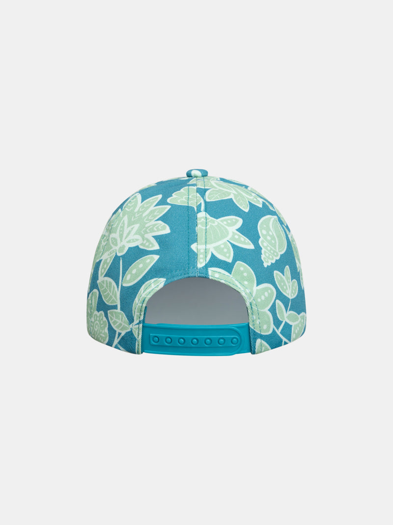 Gorro azul con imprime floral para chicas