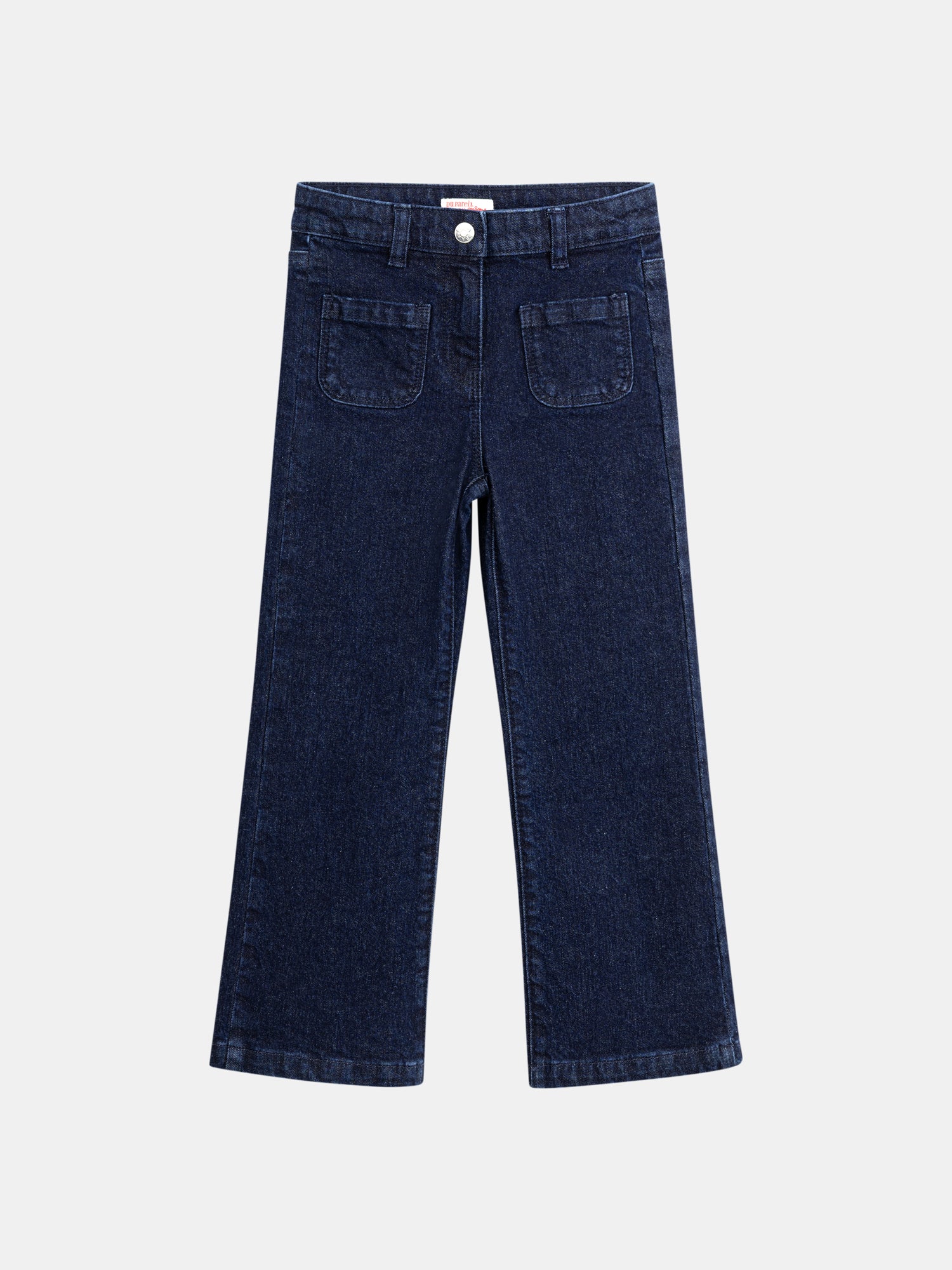 Jeans de denim azul oscuro con bolsillos para niña