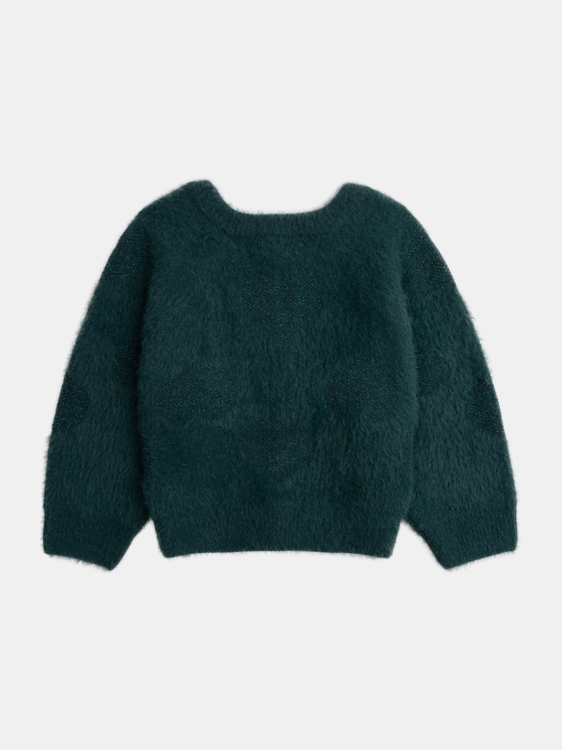 Cardigan vert a détails coeurs pour fille