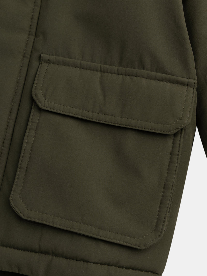 Parka verte doublée sherpa pour garçon