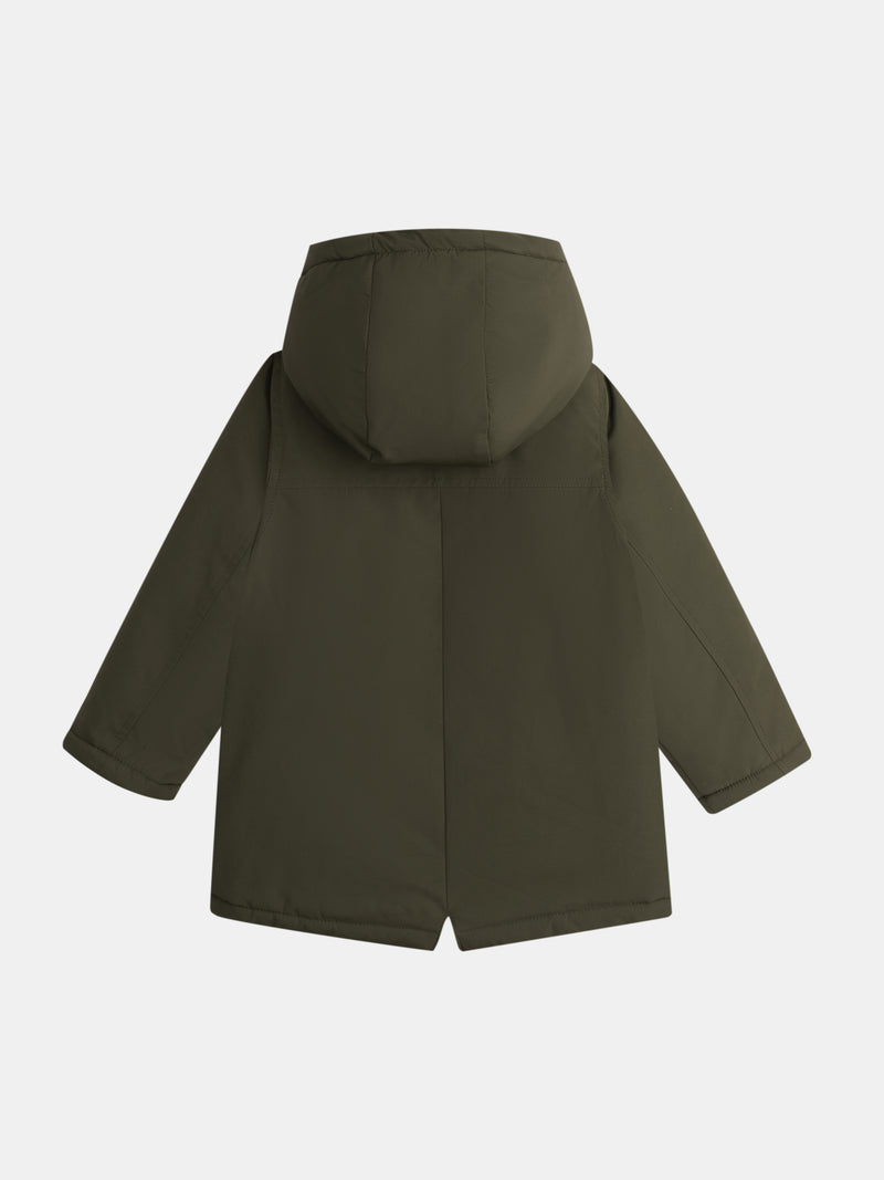 Parka verte doublée sherpa pour garçon