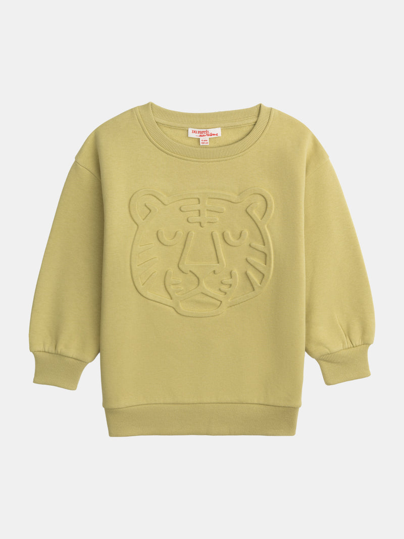 Sweat vert à animation tigre pour garçon