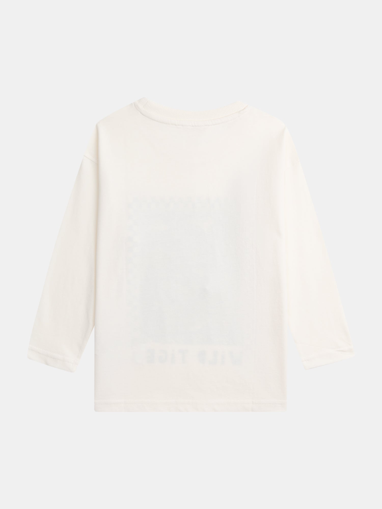 T-shirt écru à manches longues et animation tigre pour garçon