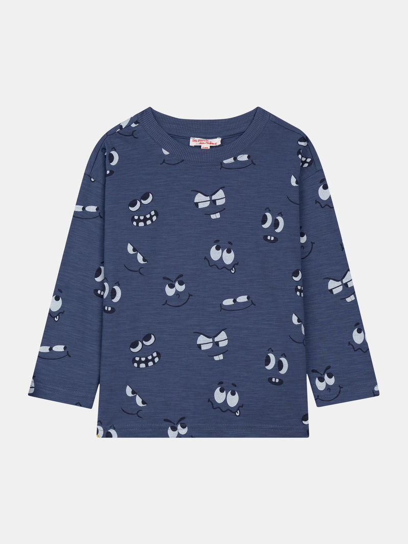 Tee Shirt Manches Longues Bleu