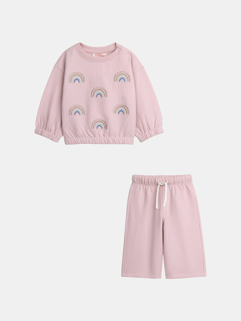 Conjunto de sudadera y pantalones rosa "RAINBOW" para niña