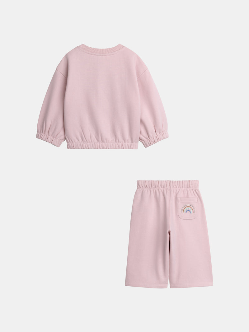 Conjunto de sudadera y pantalones rosa "RAINBOW" para niña