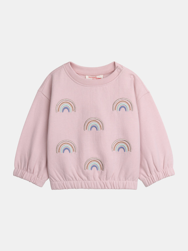 Conjunto de sudadera y pantalones rosa "RAINBOW" para niña