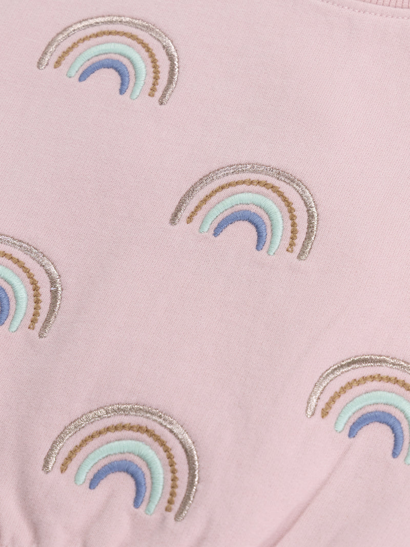 Conjunto de sudadera y pantalones rosa "RAINBOW" para niña