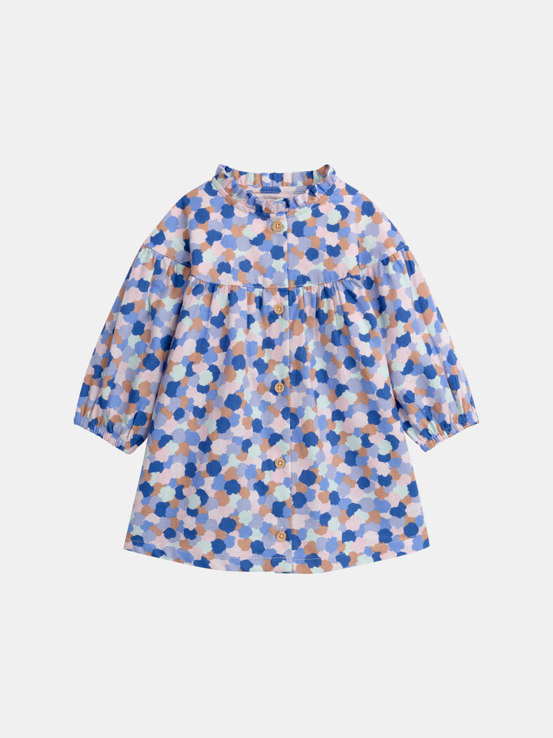 Vestido estampado con cuello volante para bebé niña