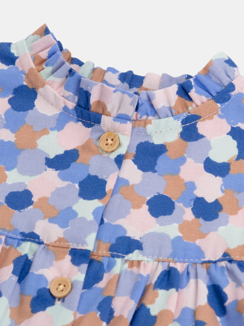 Vestido estampado con cuello volante para bebé niña