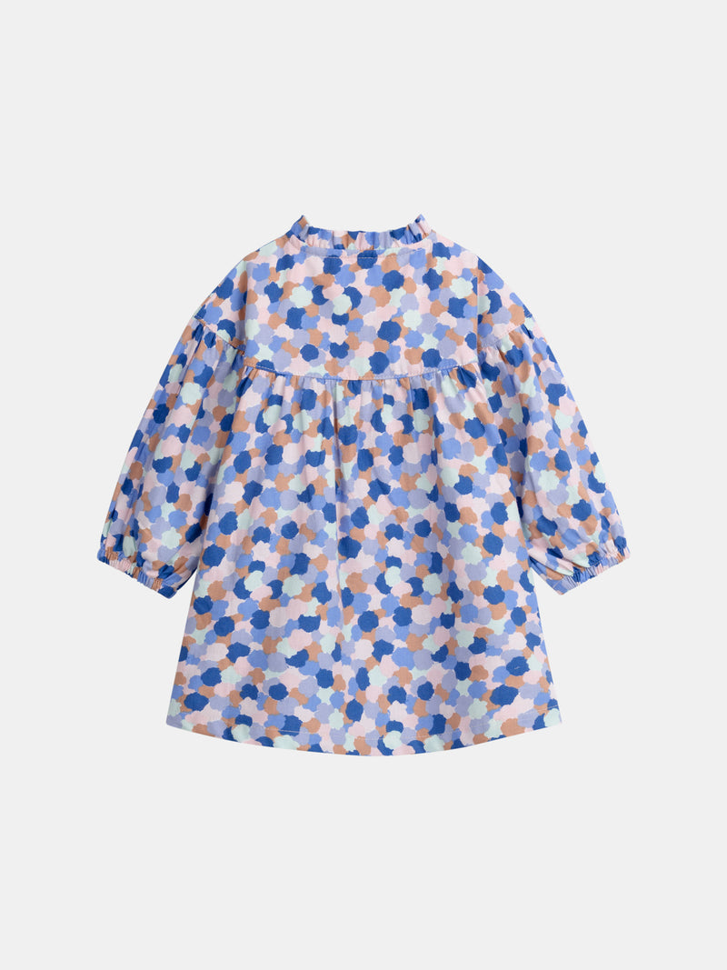 Vestido estampado con cuello volante para bebé niña