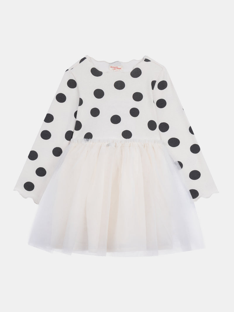 Vestido de dos materiales con lunares