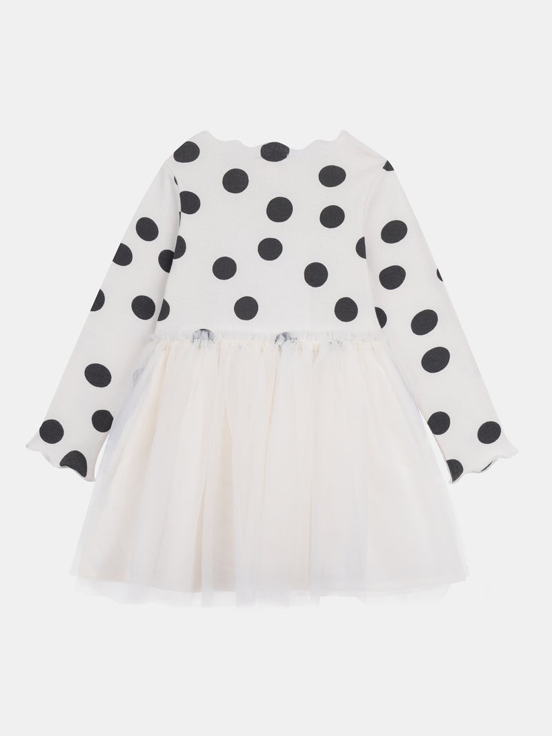 Vestido de dos materiales con lunares